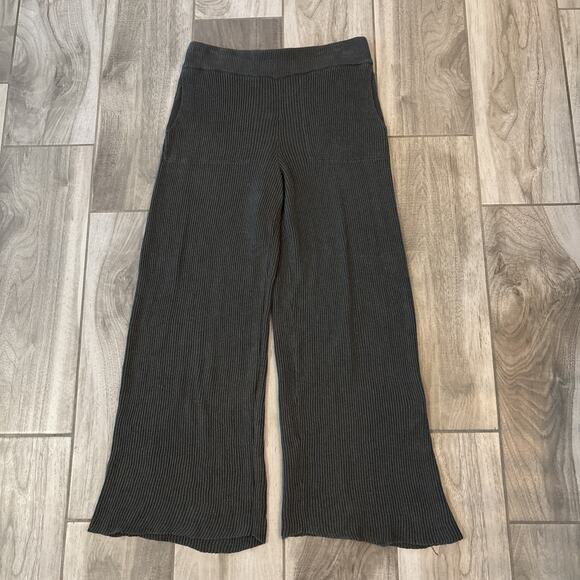 Free People Womens Linen Blend Pants Size PS Gray Knit Wide Leg FP Beach Boho - Picture 1 of 7